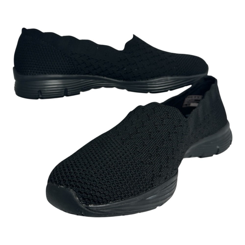 Skechers Women’s Seager Memory Foam Crochet Black Casual Sneakers Size 9